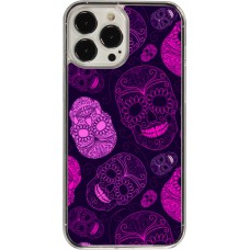 Coque iPhone 13 Pro Max - Plastique transparent Halloween 2023 pink skulls