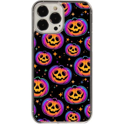 Coque iPhone 13 Pro Max - Plastique transparent Halloween 2024 rainbow pumpkins