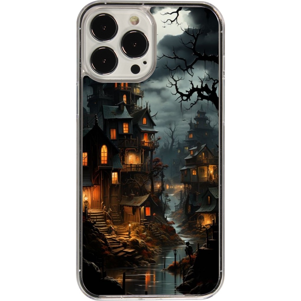 Coque iPhone 13 Pro Max - Plastique transparent Halloween 2024 scary town