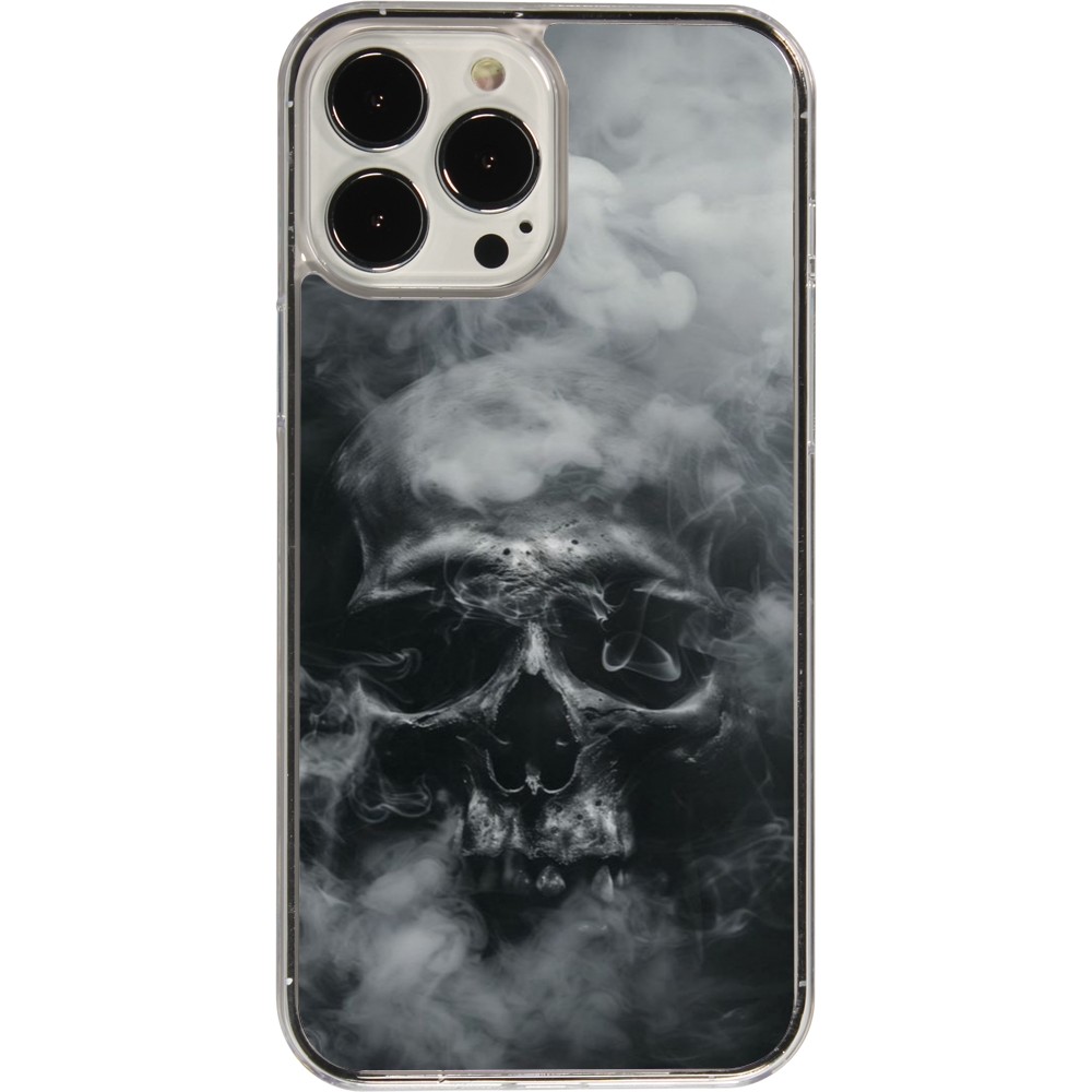 Coque iPhone 13 Pro Max - Plastique transparent Halloween 2024 smoky skull