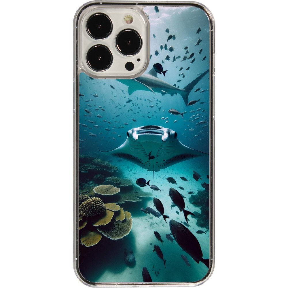 Coque iPhone 13 Pro Max - Plastique transparent Manta Lagon Nettoyage