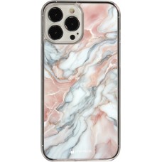 Coque iPhone 13 Pro Max - Plastique transparent Marbre Rose Lumineux