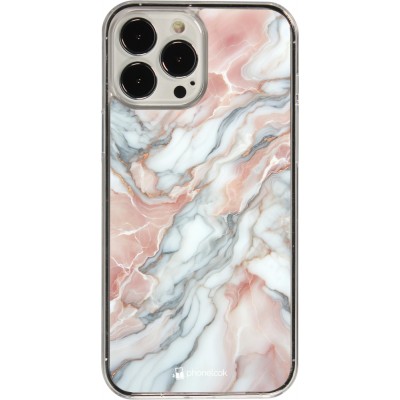 Coque iPhone 13 Pro Max - Plastique transparent Marbre Rose Lumineux