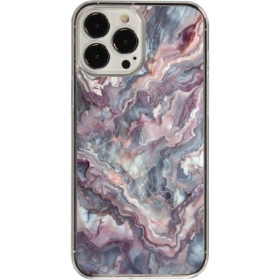 Coque iPhone 13 Pro Max - Plastique transparent Marbre violette argentée