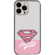 Coque iPhone 13 Pro Max - Plastique transparent Mom 2024 Super hero maman