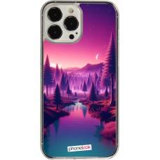 Coque iPhone 13 Pro Max - Plastique transparent Paysage Violet-Rose