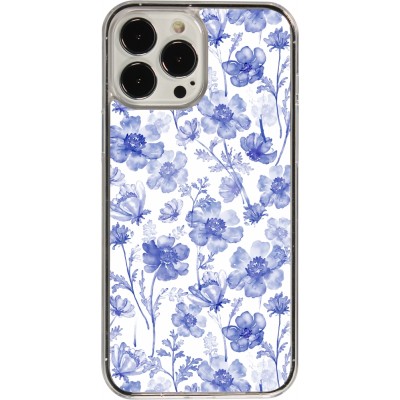 Coque iPhone 13 Pro Max - Plastique transparent Spring 23 watercolor blue flowers