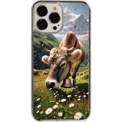 Coque iPhone 13 Pro Max - Plastique transparent Vache montagne Valais