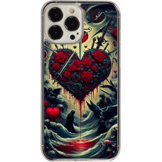 Coque iPhone 13 Pro Max - Plastique transparent Dark Love Coeur Sang