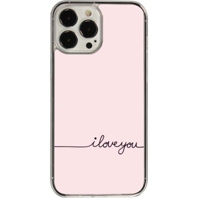 Coque iPhone 13 Pro Max - Plastique transparent Valentine 2023 i love you writing