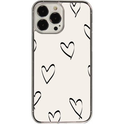 Coque iPhone 13 Pro Max - Plastique transparent Valentine 2023 minimalist hearts