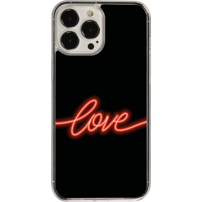 Coque iPhone 13 Pro Max - Plastique transparent Valentine 2023 neon love