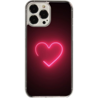 Coque iPhone 13 Pro Max - Plastique transparent Valentine 2023 single neon heart