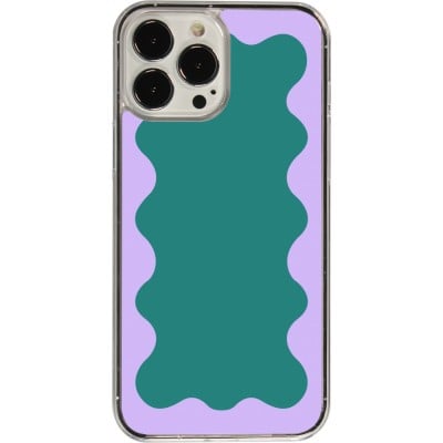 Coque iPhone 13 Pro Max - Plastique transparent Wavy Rectangle Green Purple