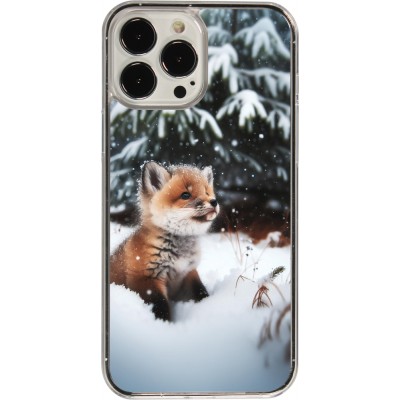 Coque iPhone 13 Pro Max - Plastique transparent Noël 2023 Renardeau sapin