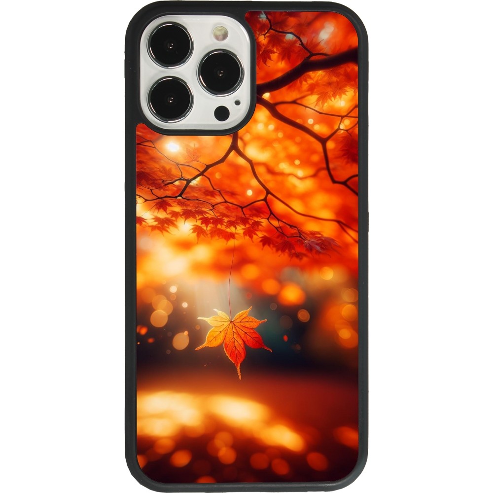 Coque iPhone 13 Pro Max - Silicone rigide noir Automne Magique Orange