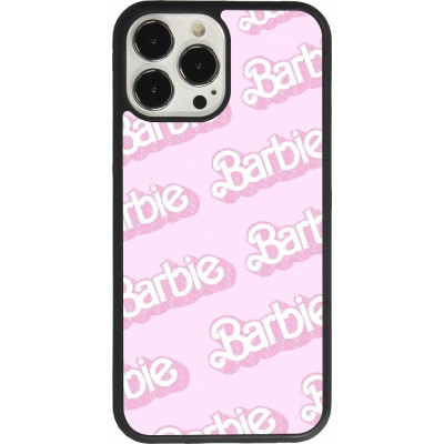 Coque iPhone 13 Pro Max - Silicone rigide noir Barbie light pink pattern