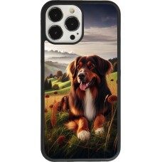 Coque iPhone 13 Pro Max - Silicone rigide noir Chien Campagne Suisse