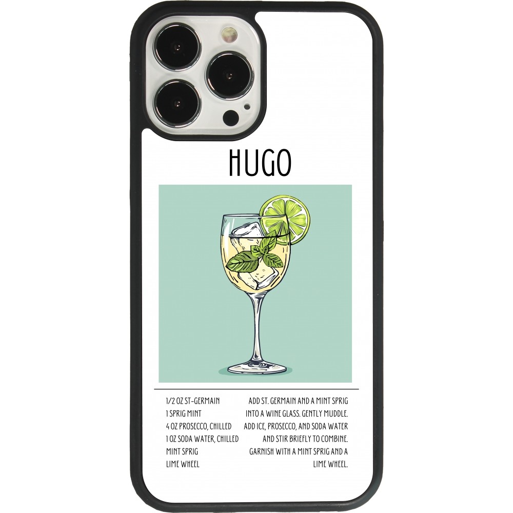 Coque iPhone 13 Pro Max - Silicone rigide noir Cocktail recette Hugo