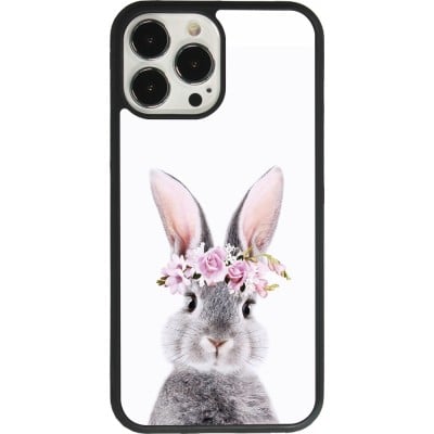 Coque iPhone 13 Pro Max - Silicone rigide noir Easter 2023 flower bunny