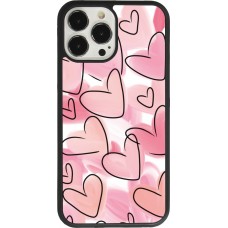 Coque iPhone 13 Pro Max - Silicone rigide noir Easter 2023 pink hearts