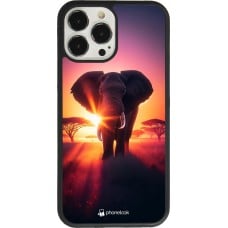 Coque iPhone 13 Pro Max - Silicone rigide noir Elephant Sunrise Beauty