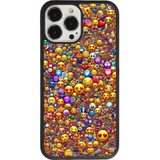 Coque iPhone 13 Pro Max - Silicone rigide noir Emoji mixed