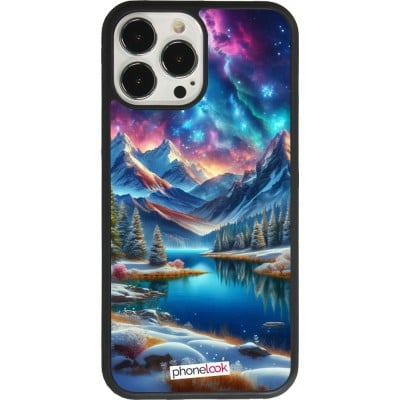 Coque iPhone 13 Pro Max - Silicone rigide noir Fantasy Mountain Lake Sky Stars