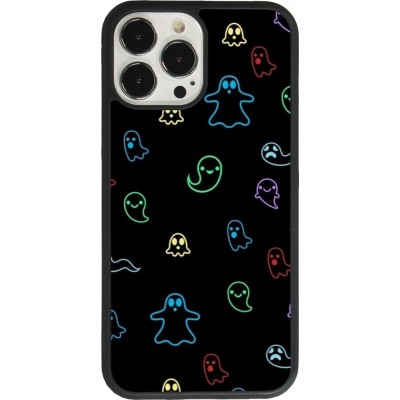 Coque iPhone 13 Pro Max - Silicone rigide noir Halloween 2024 colorful ghosts