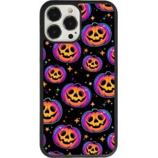 Coque iPhone 13 Pro Max - Silicone rigide noir Halloween 2024 rainbow pumpkins