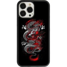 Coque iPhone 13 Pro Max - Silicone rigide noir Japanese style Dragon Tattoo Red Black