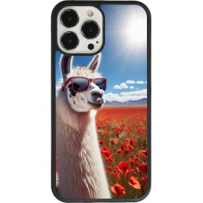 Coque iPhone 13 Pro Max - Silicone rigide noir Lama Chic en Coquelicot