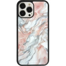 Coque iPhone 13 Pro Max - Silicone rigide noir Marbre Rose Lumineux