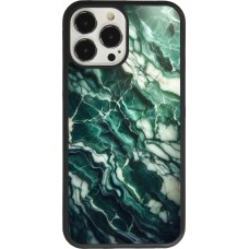 Coque iPhone 13 Pro Max - Silicone rigide noir Marbre vert majestueux