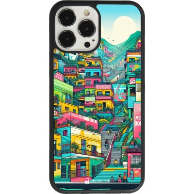 Coque iPhone 13 Pro Max - Silicone rigide noir Medellin Comuna 13 Art