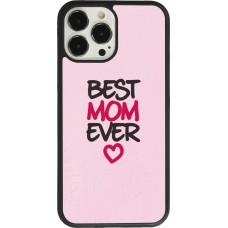 Coque iPhone 13 Pro Max - Silicone rigide noir Mom 2023 best Mom ever pink