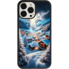 Coque iPhone 13 Pro Max - Silicone rigide noir Mont Neige Lumière