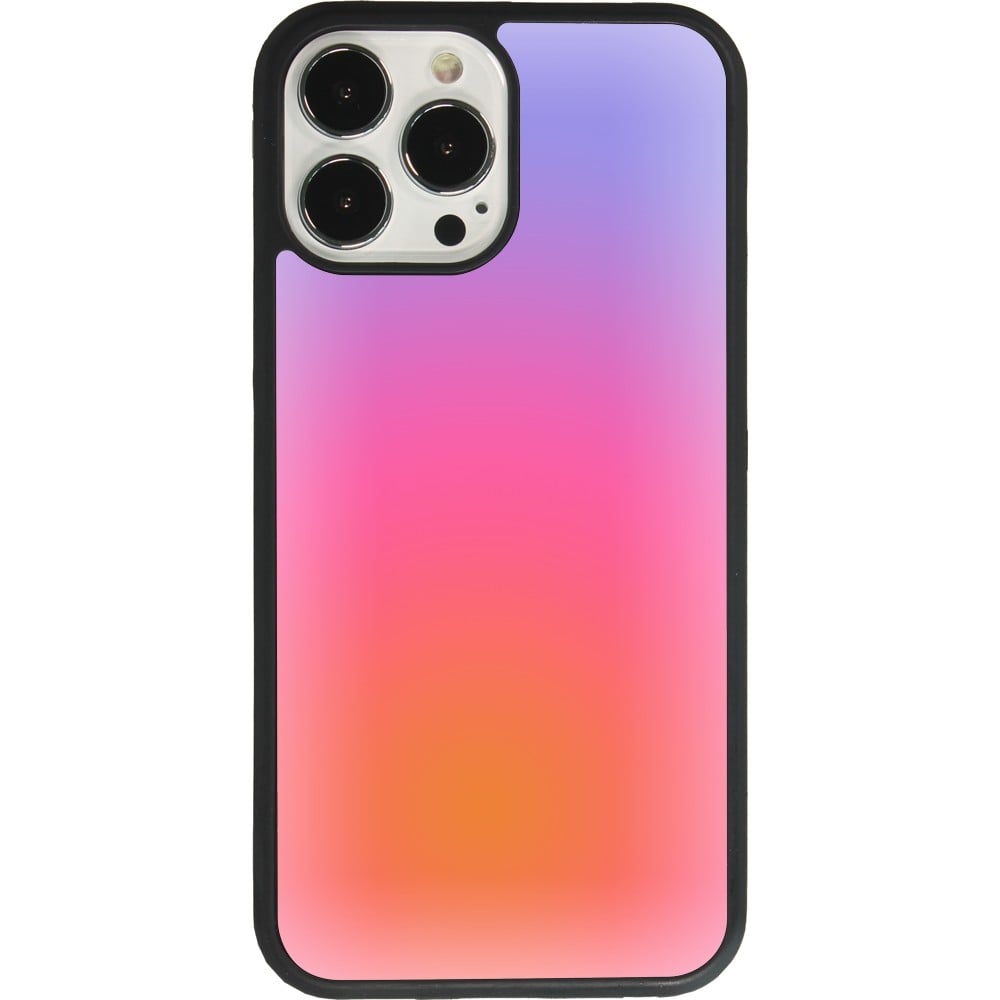 Coque iPhone 13 Pro Max - Silicone rigide noir Orange Pink Blue Gradient