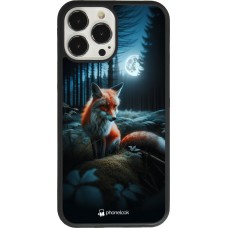 Coque iPhone 13 Pro Max - Silicone rigide noir Renard lune forêt