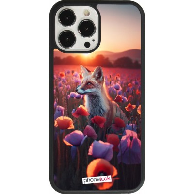 Coque iPhone 13 Pro Max - Silicone rigide noir Renard pourpre au crépuscule