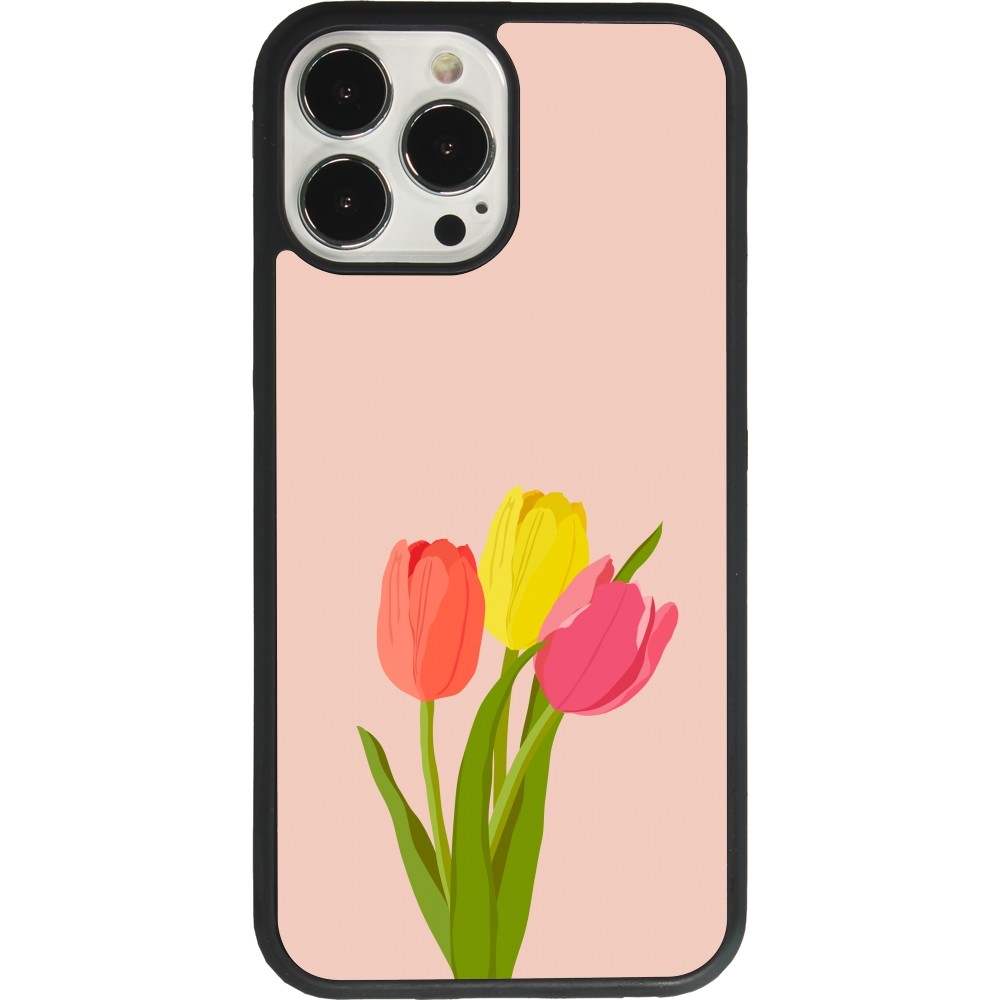 Coque iPhone 13 Pro Max - Silicone rigide noir Spring 23 tulip trio