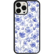 Coque iPhone 13 Pro Max - Silicone rigide noir Spring 23 watercolor blue flowers