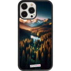 Coque iPhone 13 Pro Max - Silicone rigide noir Sunset Forest Lake