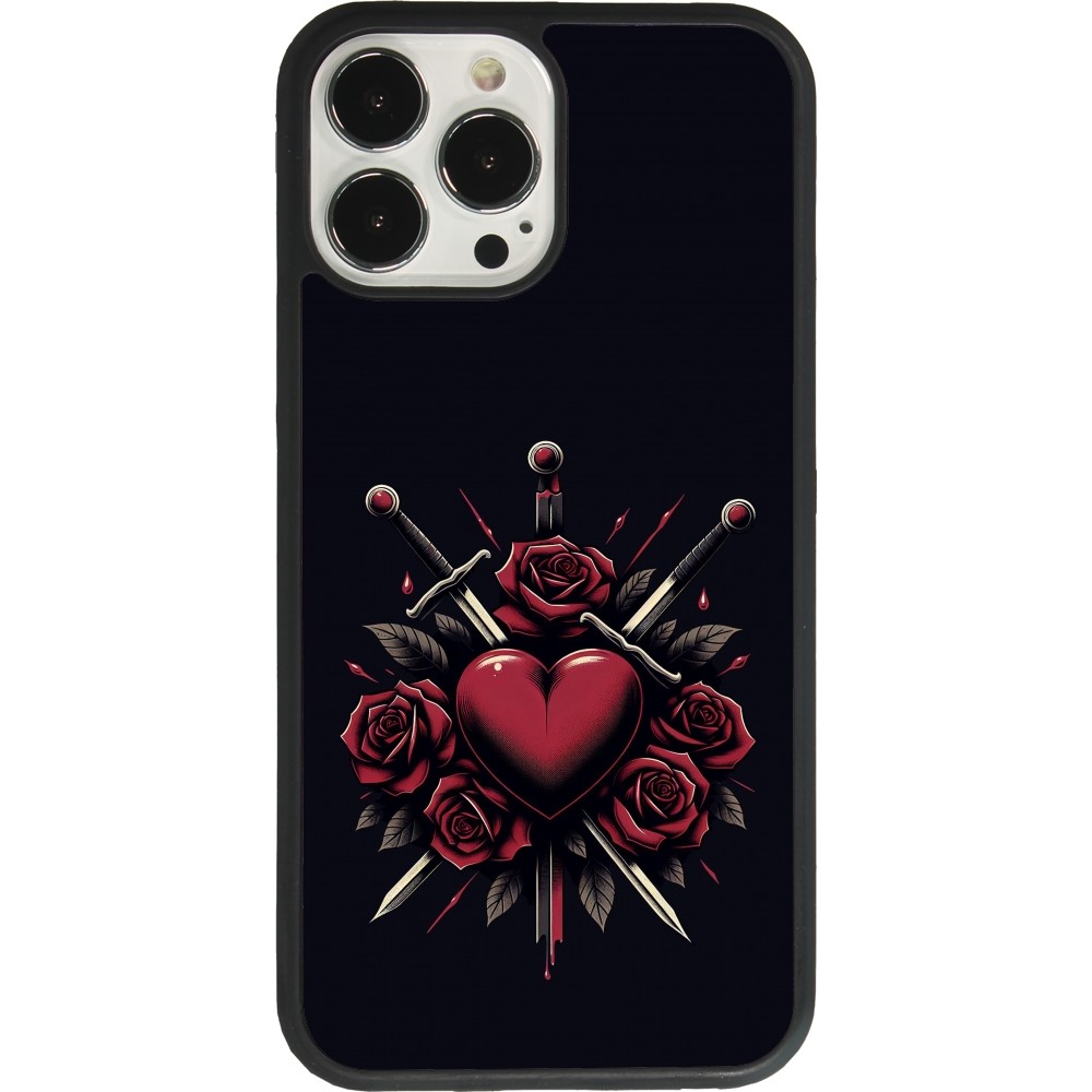 Coque iPhone 13 Pro Max - Silicone rigide noir Valentine 2024 gothic love