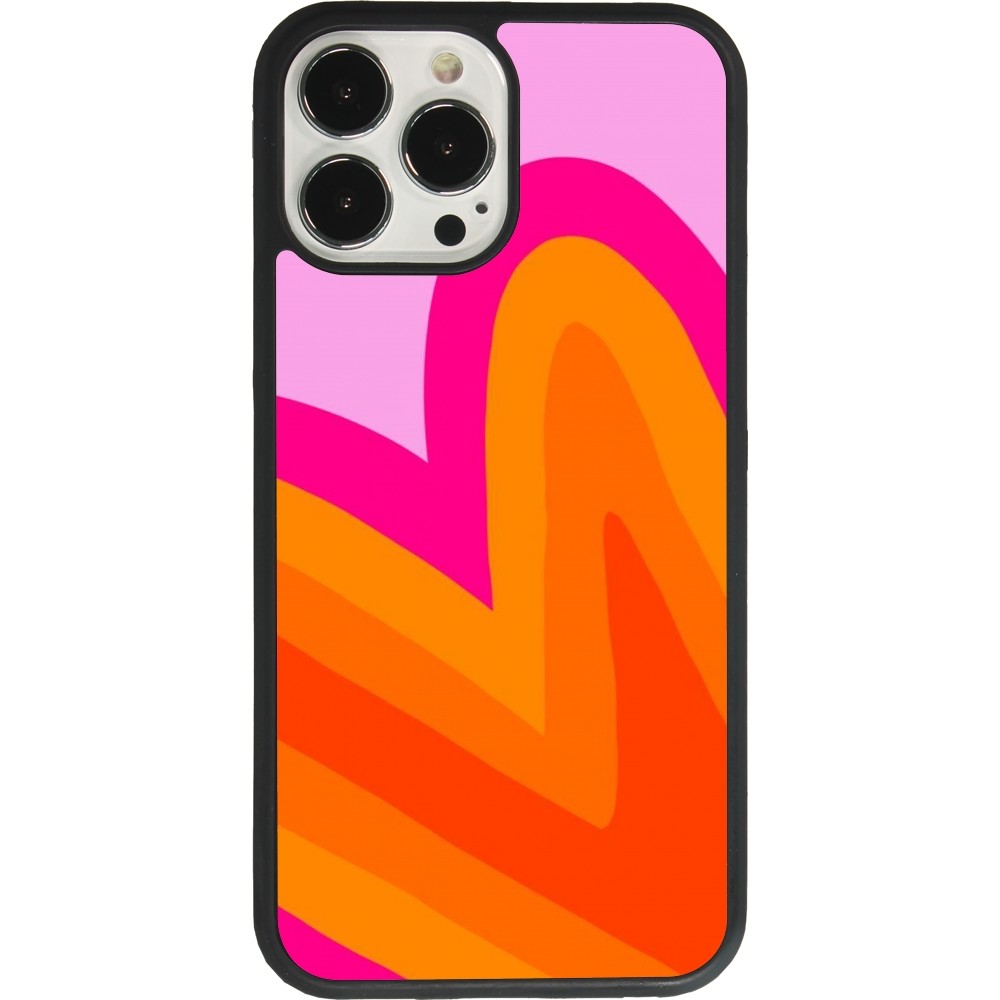 Coque iPhone 13 Pro Max - Silicone rigide noir Valentine 2024 heart gradient