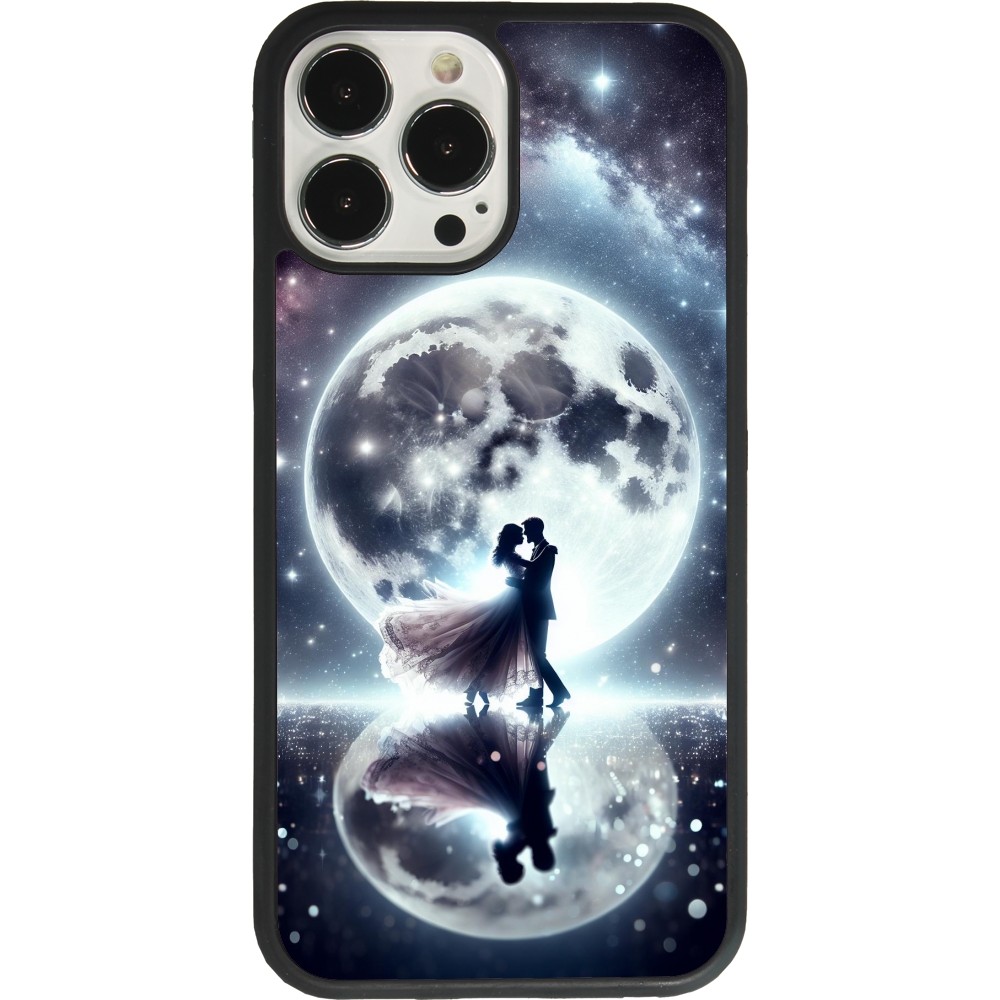 iPhone 13 Pro Max Case Hülle - Silikon schwarz Valentin 2024 Liebe unter dem Mond