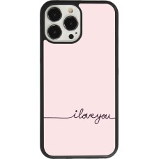 Coque iPhone 13 Pro Max - Silicone rigide noir Valentine 2023 i love you writing