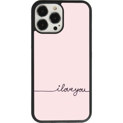 Coque iPhone 13 Pro Max - Silicone rigide noir Valentine 2023 i love you writing