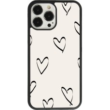 Coque iPhone 13 Pro Max - Silicone rigide noir Valentine 2023 minimalist hearts