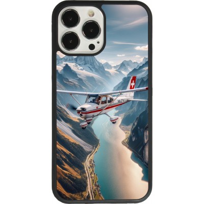 Coque iPhone 13 Pro Max - Silicone rigide noir Vol Alpin Suisse